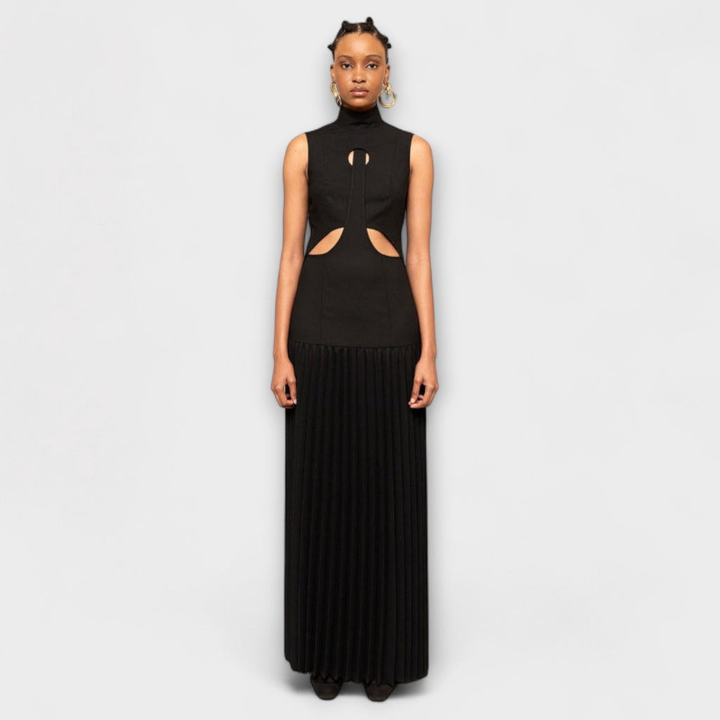Kristen - Vestido maxi con pliegues y recortes
