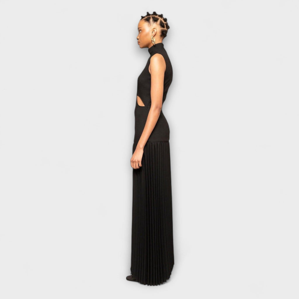 Kristen - Vestido maxi con pliegues y recortes
