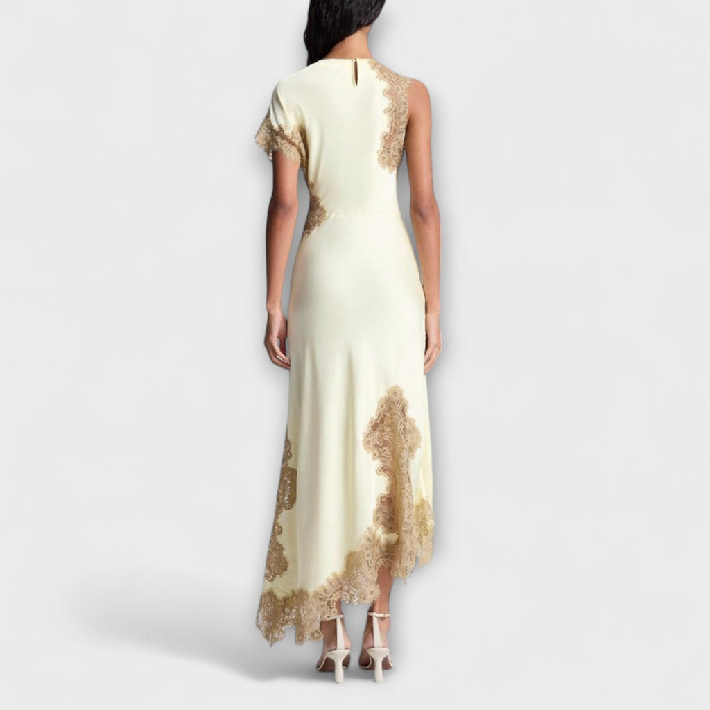 Margaret - Vestido largo con detalles de satén y encaje