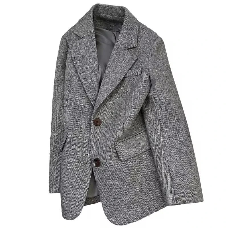 Evelyn Herringbone Wool Blazer